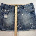 Rue 21 Vtg Y2K Jr 3 / 4 Low Rise Mini Skirt Denim Distressed Grunge Skater Punk Boho Photo 11