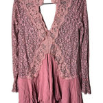 Free People  Tell Tale Dusty Mauve Lace Tunic Dress Size‎ Small Photo 0