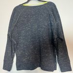 Nike Dri-Fit Women Gym Epic Fleck Pullover Sweatshirt XL Navy Lime Green Photo 7