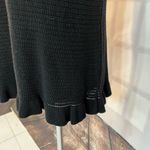 Anthropologie  Pointelle Ruffled Butterfly Sleeve Black Knit Mini Crochet Dress L Photo 4