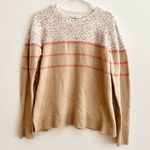 BeachLunchLounge Paola Oatmeal Leopard Print Stripe Block Pullover Sweater L Photo 3