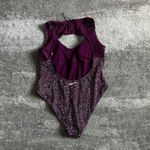 Nike  Swimsuit Womens XL One Piece Back Zip Burgundy Polka Dots Bathing Suit New Photo 4