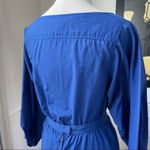 Vintage 80s Nipon Boutique 2pc Top Skirt Set Cobalt Blue Fine Black Stripe S Photo 6