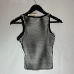 Forever 21 NWT  Black White Stripe Ribbed Crop Tank Top Stretch Knit Size Medium Photo 4