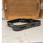 Vintage suede silver studded white stitching belt size S western punk goth Y2K Black Photo 3