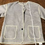 Commense Women's Contrast Trim Jacket Oversized Pockets Long Sleeve Gray Large Photo 7