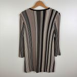 Ming Wang  Striped‎ Ribbed Knit Cardigan Sweater Small Neutral Stretch Minimalist Photo 2