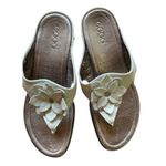 Ecco  Leather Flower Sandals Women’s Size 39 (US 8.5) – White Comfort Slides Photo 1