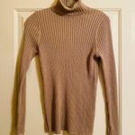 Chico's Metallic Sparkly Roll Neck L/S Ribbed Sweater Tan Gold SMALL Photo 6