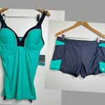 Free Country 2 Piece Swimsuit Tank & Boy Shorts Size XL 16 Aqua Photo 1