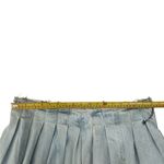 ZARA NEW Box Pleat Denim Mini Skirt Side Zip Raw Hem Light Wash Size Large Photo 7