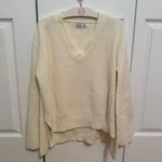 Faithfull the Brand  Cream Ribbed Bell Sleeve V-neck Sweater Photo 1