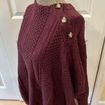 Talbots maroon cabled oversized lightweight poncho sweater Photo 1