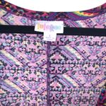LuLaRoe Lindsay Cardigan Open Front Pink w/ Colorful Geometric Pattern Sz L EUC Photo 5