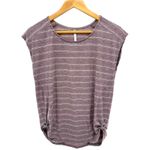 Kuhl Laurel Womens S Mauve Striped Button Tab Sleeve Short Sleeve T Shirt Top Photo 1