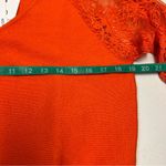 None Vibrant Orange V-Neck Sweater with Lace Detail Photo 8