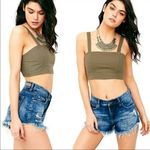 BLANK NYC  Wedge Distressed Raw Hem High‎ Rise Denim Shorts Photo 1