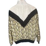 Missguided  Womens 6 Zip Up Colorblock Windbreaker Jacket Black White Snake Print Photo 2