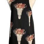 Pink Owl  Black Floral Cow Skull Southwestern Dress‎ Small Sheer lined Photo 0