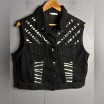 David David Vintage Jean Vest. Zebra Pattern details in size Large Black Photo 0