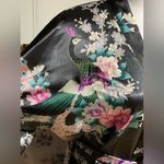 Old Shanghai Peacock Kimono Robe Black Size L Photo 1