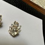 Trifari Gorgeous Signed  Clear Rhinestone / Gold Tone Clip-on Clip On Earrings Photo 2