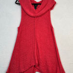 Pure Handknit Sleeveless Cowl Neck Long Sweater Tunic Coral Pink Size Med/Large Photo 0