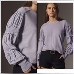 Pilcro  Crew-Neck Ruched & Smocked-Sleeve Lavender Top (Size XL) Photo 1