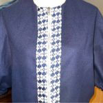 NWT KISUA AFRICA WOMEN’s Size Large Zip Front Short Sleeve Navy And Cream Blue Photo 5