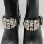 Karl Lagerfeld Boot Women 6.5 Black Leather Crystal Whimsigoth Western Glam Moto Photo 11