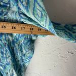 Ava & Grace Size Small Blue Green‎ Ikat Artsy Art Funky Rayon Roll Tab Blouse Photo 8