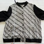 Torrid Black White & Pink Plaid Twill Bomber Jacket Photo 12