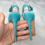 Gianvito Rossi NEW Suede Ankle Strap Clear PVC Pointed Toe Pumps Heels Teal 37 Photo 5