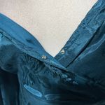 Band Of The Free New Floral Faux Wrap Long Sleeve Crop Top Deep Teal Size Medium Photo 7