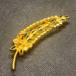Juliana D&E  Green Yellow Rivoli Prong Set Rhinestone Stacked Leaf Pin Brooch 4”  Photo 4