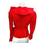 Rachel Parcell Red Long Sleeve Ruffle V Neck Peplum Wrap Blouse Top Size XS Photo 1