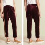 MOTHER The Lounger Velvet Velour Glitter Side Stripe Ankle Pants Burgundy Medium Red Photo 6