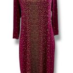 Leota NWT  Size L Purple Gold Metallic Polka Dot Jersey Dress - Made in USA Photo 0