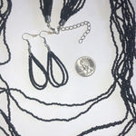 Black Seed Bead Boho Beaded Necklace and Earring Set Photo 3