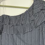 Adelyn Rae NWT  Deep Navy and White Gingham Off-Shoulder Dress sz S Photo 4