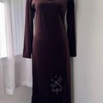 Vintage Y2K Bodywear of California Dark Brown Dragonfly Embroidered Maxi Dress Size XS Photo 0