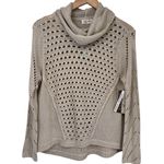 RD Style Stitchfix Grannycore Cowl Neck Sweater Womens M Tan Loose Knit NEW Photo 0