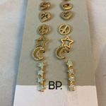 BP . Earrings Set 9 Pair Love Heart Stars Moon Peace Gold Studs Casual Trendy Photo 4
