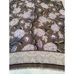 Charter Club 100% Wool Floral Print Square Scarf Fringe Edge Trim Brown Photo 1