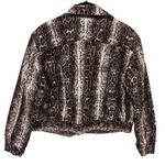 Topshop  Moto Snake Print Cropped Denim Jacket Motorcycle Riding Chick Size 6 Photo 5