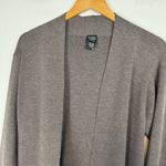 Eileen Fisher 100% Wool Taupe Open Front Cardigan Sweater Sz Small Side Slits Photo 2