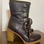 UGG  Fabrice Brown Leather Olive Wool High Calf Boots Size 7 1001267 RARE HTF Photo 1