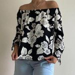 tropical Printed Off The Shoulder Top Black Photo 0