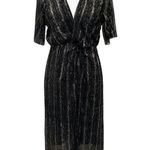 All in Favor L black gold sparkle faux wrap dress Photo 2