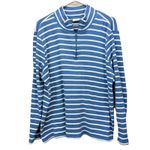 LL Bean Blue White Striped 1/4 Zip French Sailor Pullover Knit Top Size 2X Photo 1